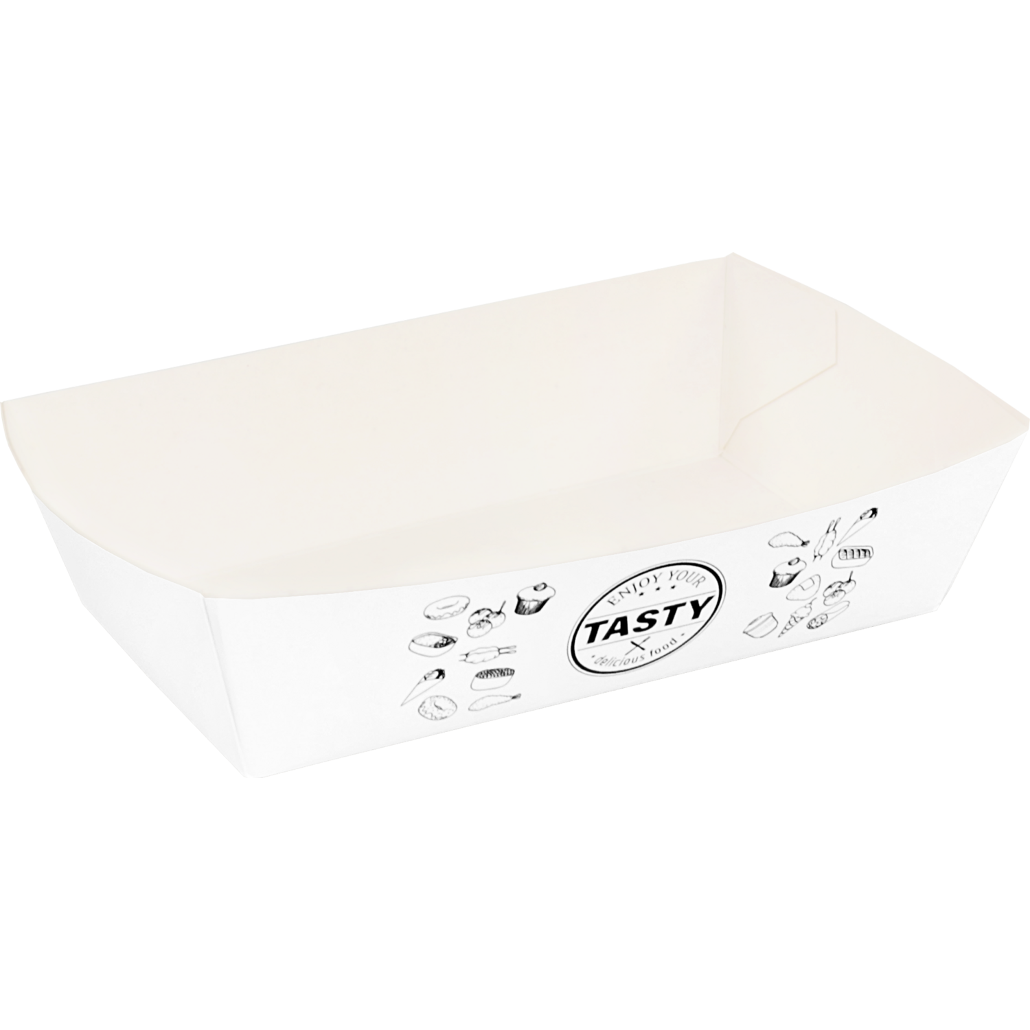 Klika -  Bak | Karton + kleicoating | A9 | TASTY | snackbak | 120x70x35mm | wit | 400 stuks