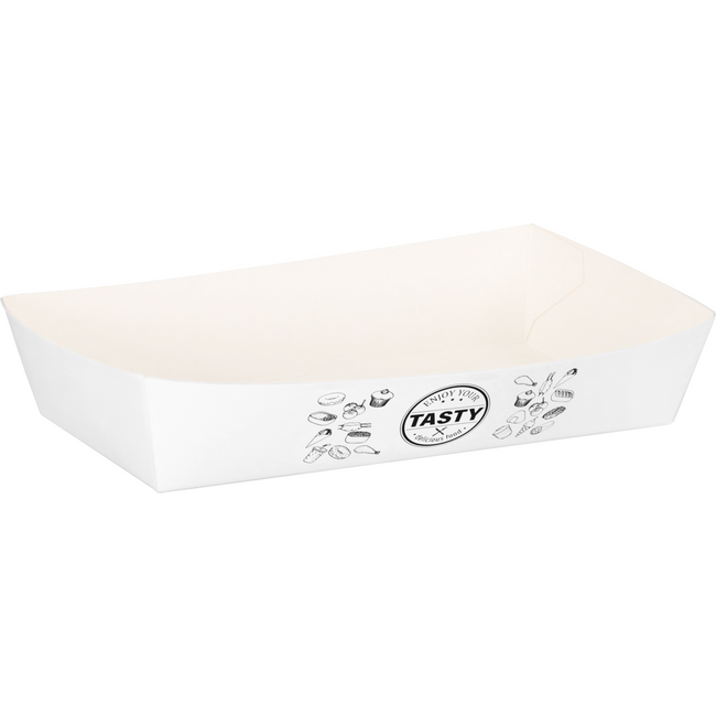 Klika -  Bak | Karton + kleicoating | A14 | TASTY | snackbak | 157x88x35mm | wit | 300 stuks