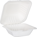 Klika - Bak | Bagasse (pulpe de canne à sucre) Hamburgerbox | 150x150x78mm | Blanc | 50 pièces