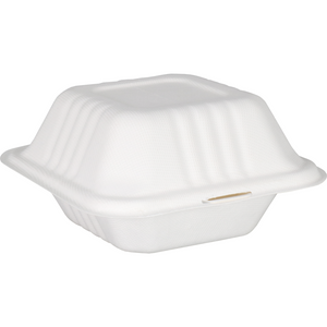 Klika -  Bak | Bagasse (suikerrietpulp) | hamburgerbox | 150x150x78mm | wit | 500 stuks