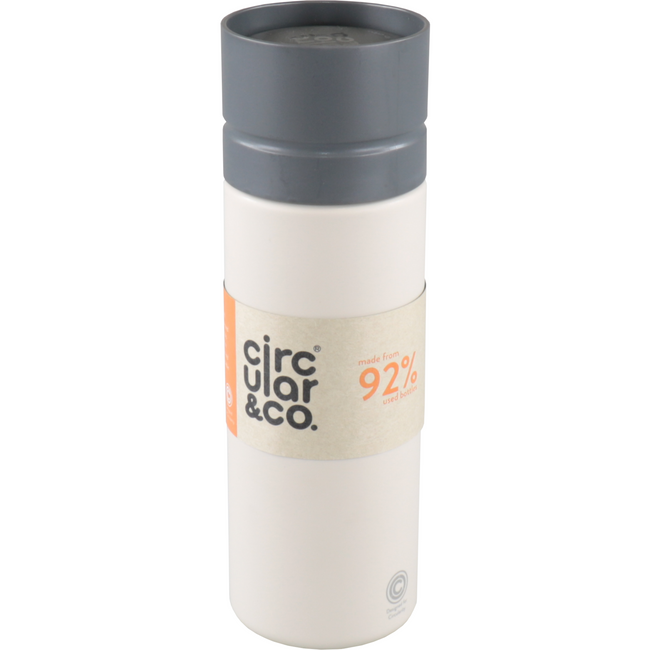 Circular&Co. - Circular Co. Fles | Gerecycled PET | reusable | 600ml | crème/grijs | 1 stuks