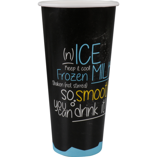 DEPA - | Cup milkshake | La glace est de la glace | Cardboard + PE | 500 ml | 22oz | 170 mm | noir / bleu Manche avec 50 pièces