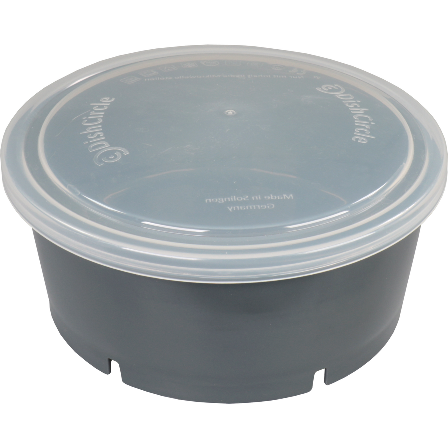 DishCircle - Schaal | met deksel | reusable | pP | rond | 1250ml | ∅18cm | grijs/transparant | 20 stuks