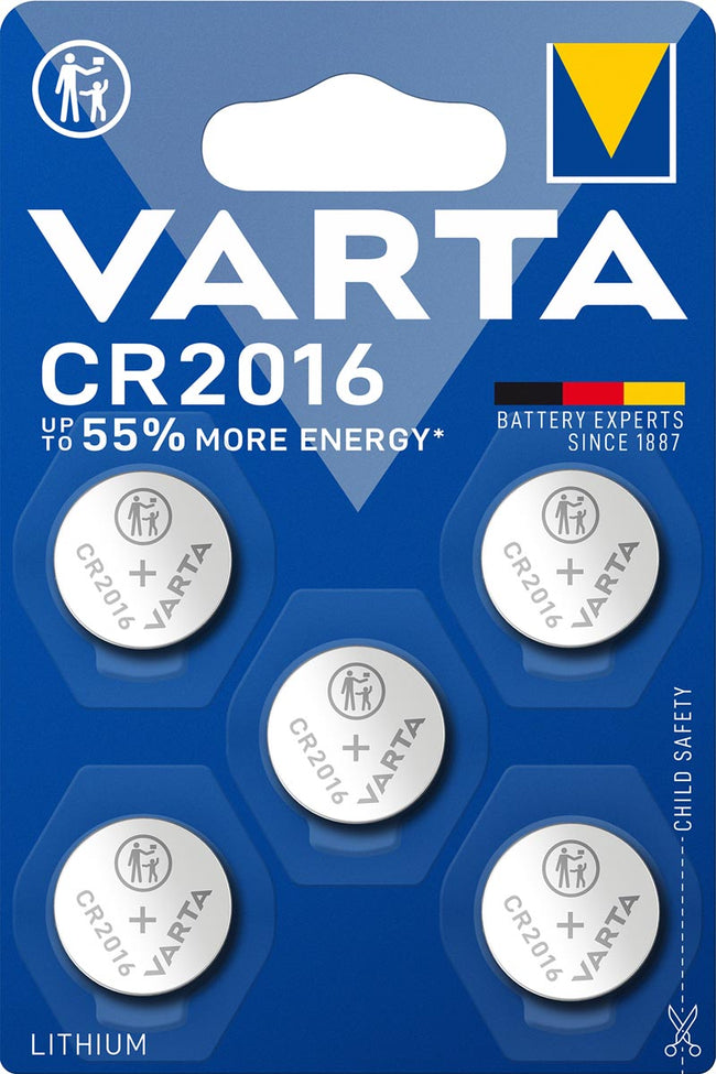 Varta - knoopcel Lithium CR2016, blister van 5 stuks