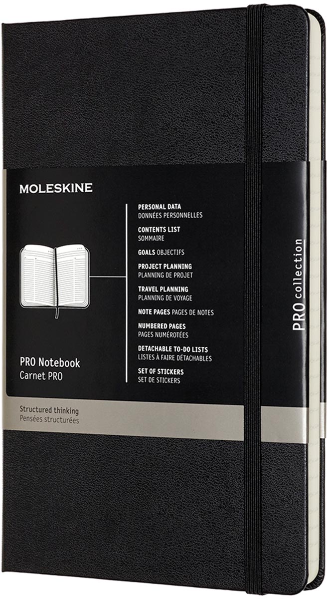 Moleskine -  notitieboek professional, ft A4, gelijnd, harde cover, 189 blad, zwart