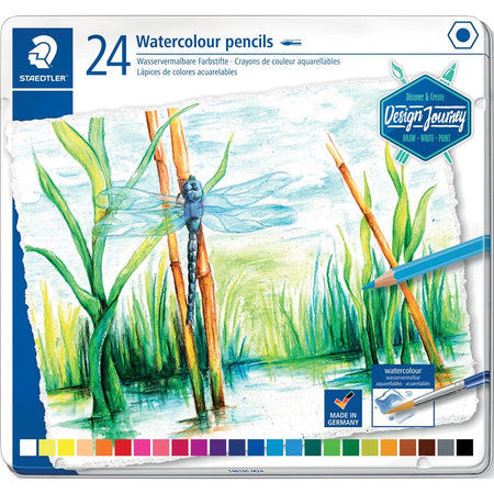 Staedtler - crayon aquarelle, boîte en métal de 24 couleurs