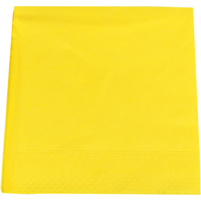 Serviettes 33x33cm 2 épaisseurs 100 pièces jaune