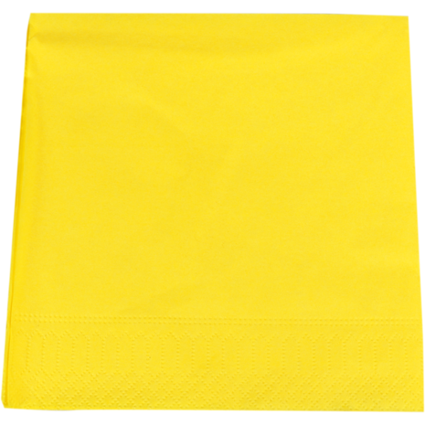 Serviettes 33x33cm 2 épaisseurs 100 pièces jaune