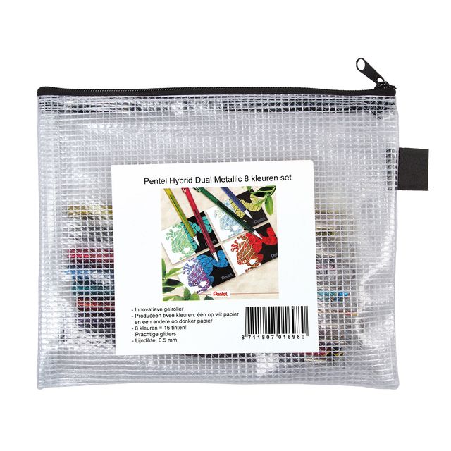 Pentel -  Gelschrijver K110 Dual medium metallic assorti blister à 8st