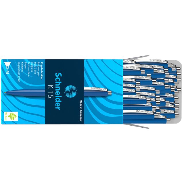 Schneider - Stylo à bille K15 moyen bleu | 50 pièces