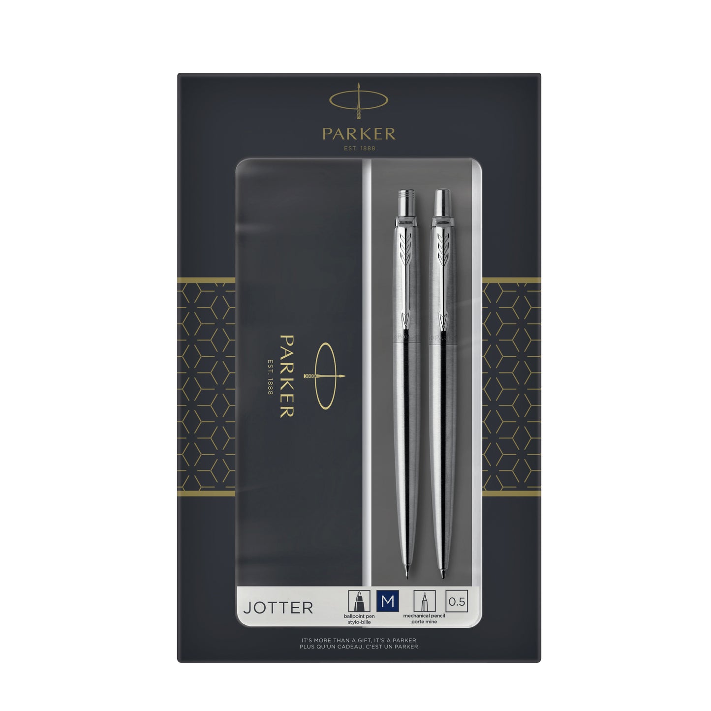 Parker - Kugelschreiber und Druckbleistift Jotter Edelstahl CT mittel 2 Stück