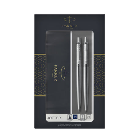 Parker - Stylo à bille et porte-mine Jotter acier inoxydable CT medium 2 pièces