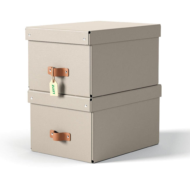 Leitz -  Puro opbergdoos, medium, ft A4, 17 liter, beige, pak van 2 stuks