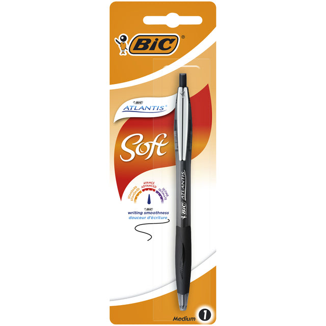 Bic - Stylo bille atlantis soft clic m noir | 20 pièces