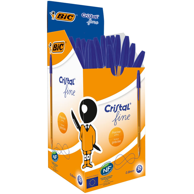 Bic - Stylo bille cristal f bleu | 50 pièces