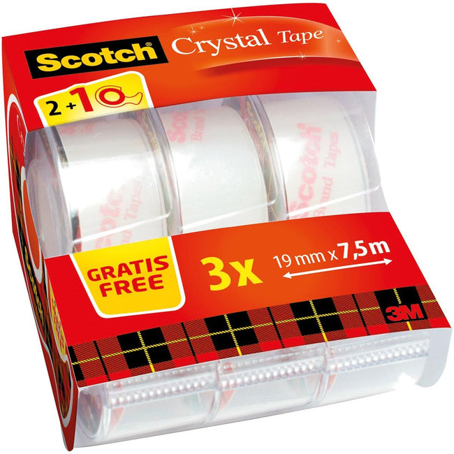 Scotch - Ruban adhésif crystal 600 19mmx7,5m tr 2+1 disp