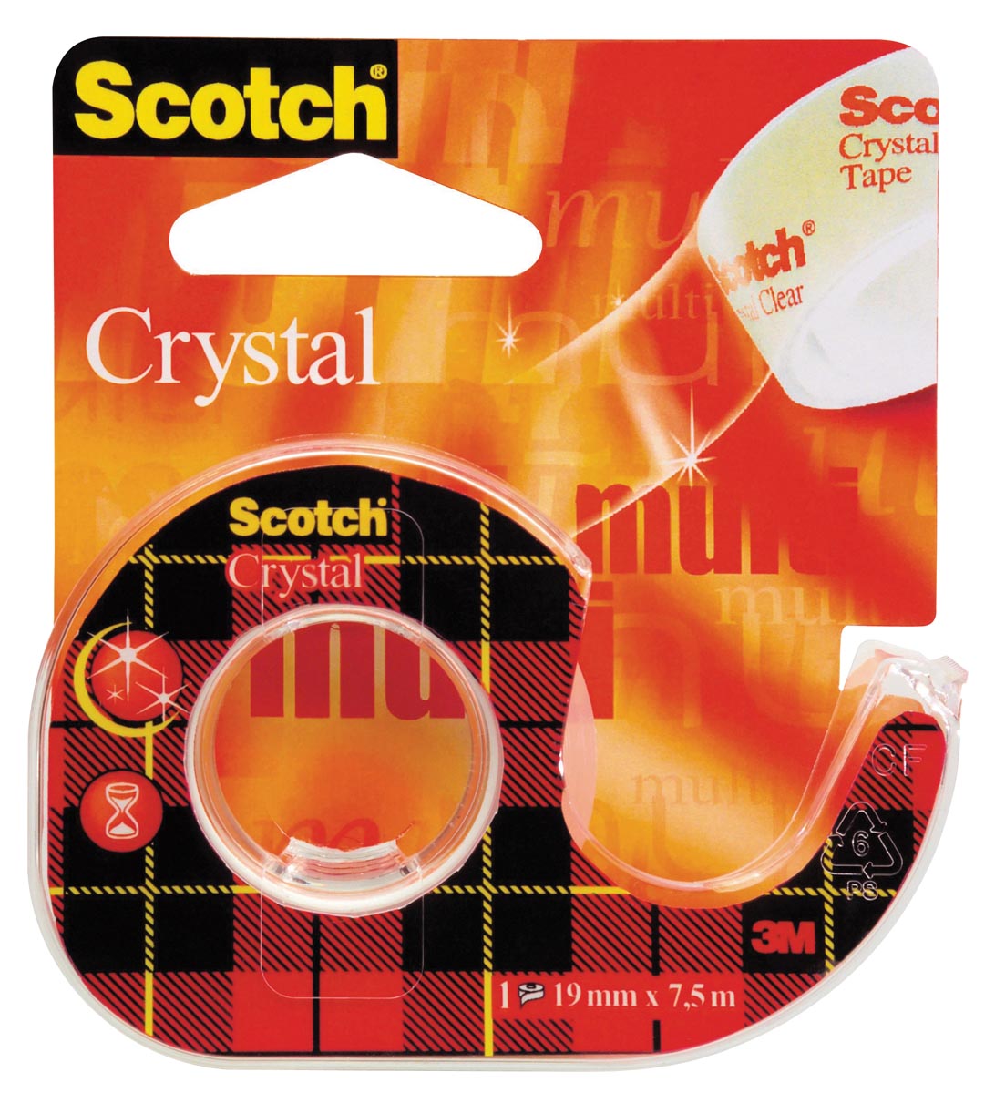 Scotch - Plakband Crystal ft 19 mm x 7,5 m, blister met 1 afroller met 1 rolletje