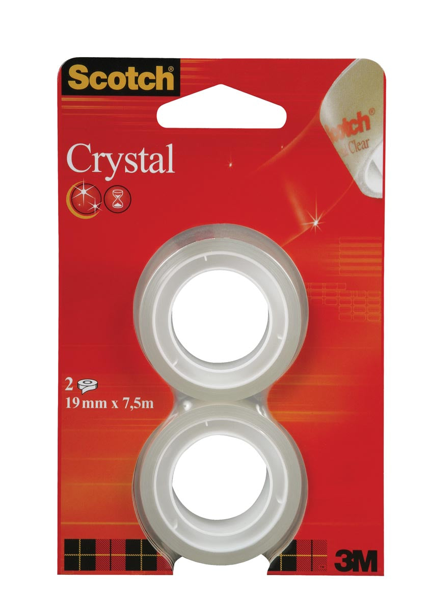 Scotch - Plakband Crystal ft 19 mm x 7,5 m, blister met 2 rolletjes