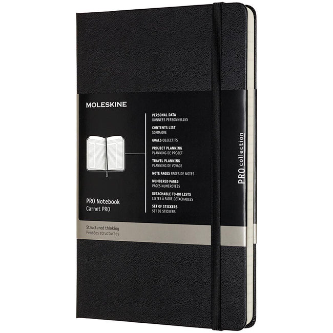 Moleskine - notitieboek professional, ft 13 x 21 cm, gelijnd, harde cover, 240 blad, zwart