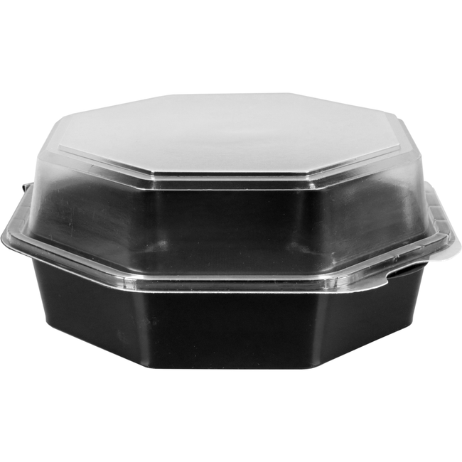 Klika -  Bak | PS | 850ml | Ø190mm | incl. Vaste deksel | octaviewbox | 80mm | zwart/transparant | 225 stuks