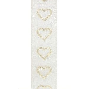 Valentine - Lint Valentin coeurs scintillants or 10m x 15 mm