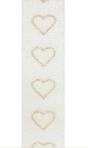 Valentijn - Lint valentijn glittering hearts goud 10m x 15mm