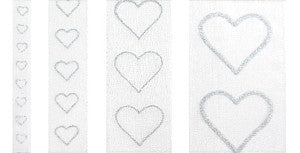 Lint valentijn glittering hearts zilver 10m x 25mm