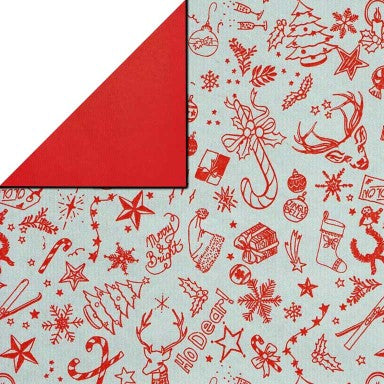 Klika - Geschenkpapier - Geschenkpapier - Weihnachten Stimmung rot auf Silber 30 cm