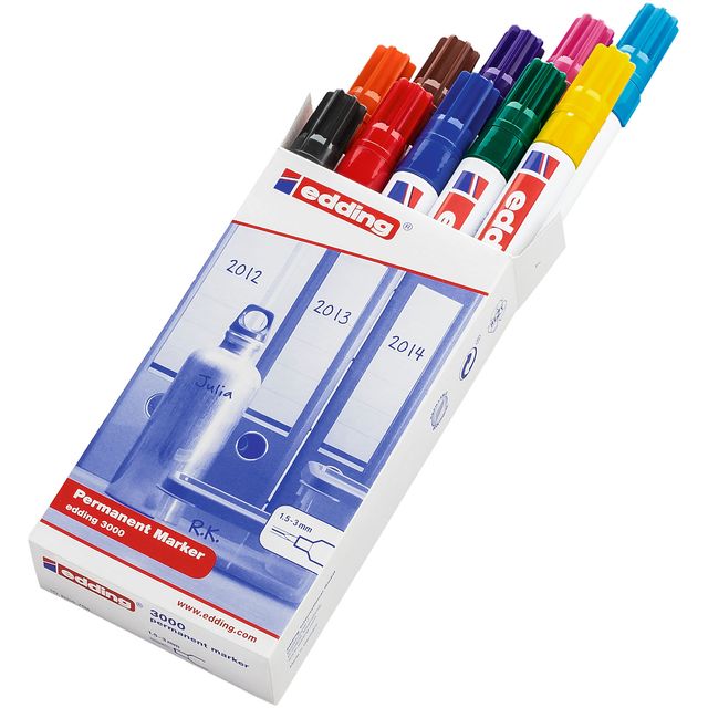 Edding - Filzstift 3000 rund 1,5-3mm sortierte Box mit 10 Stück