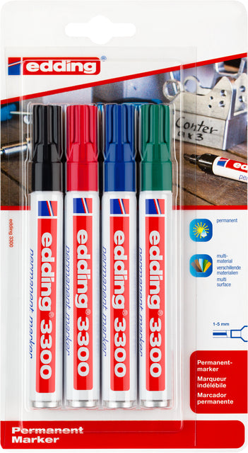 Edding - Feutre 3300 diagonale 1-5mm blister assorti de 4 pièces