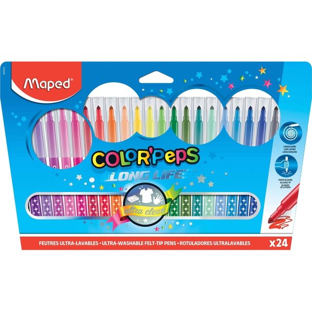 Maped - Feutre Color'Peps Long Life coffret de 24 couleurs