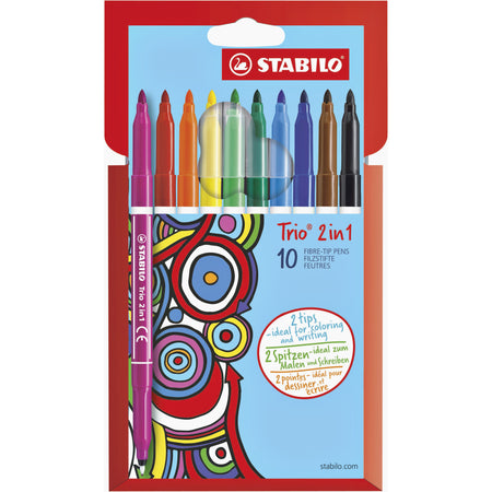 STABILO - Feutre Trio 2 en 1 étui assorti de 10 pièces