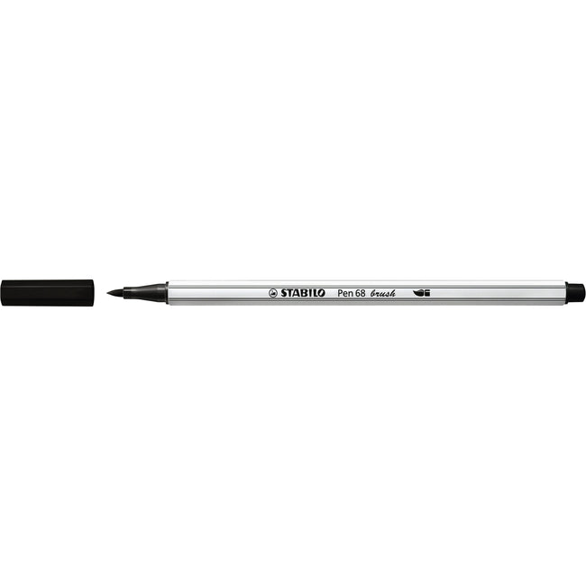 Stabilo -  Pen 68 brush, premium brush viltstift, zwart, per stuk