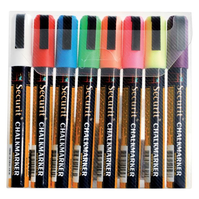 Securit - Kreidemarker SMA-510 diagonal 2-6 mm, sortiert, Blister mit 8 Stück