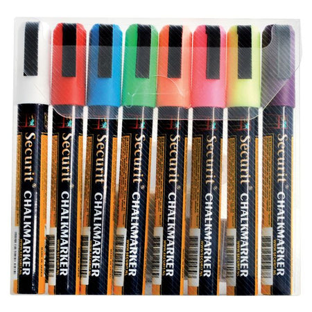 Securit - Kreidemarker SMA-510 diagonal 2-6 mm, sortiert, Blister mit 8 Stück