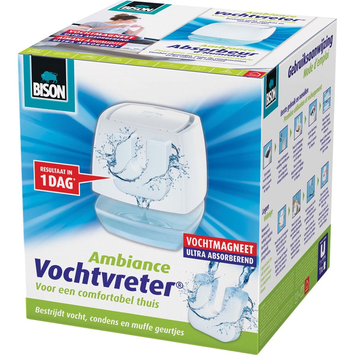 Bison – nachfüllbarer Luftentfeuchter Ambiance, funktioniert mit Tabs von 450 Gramm