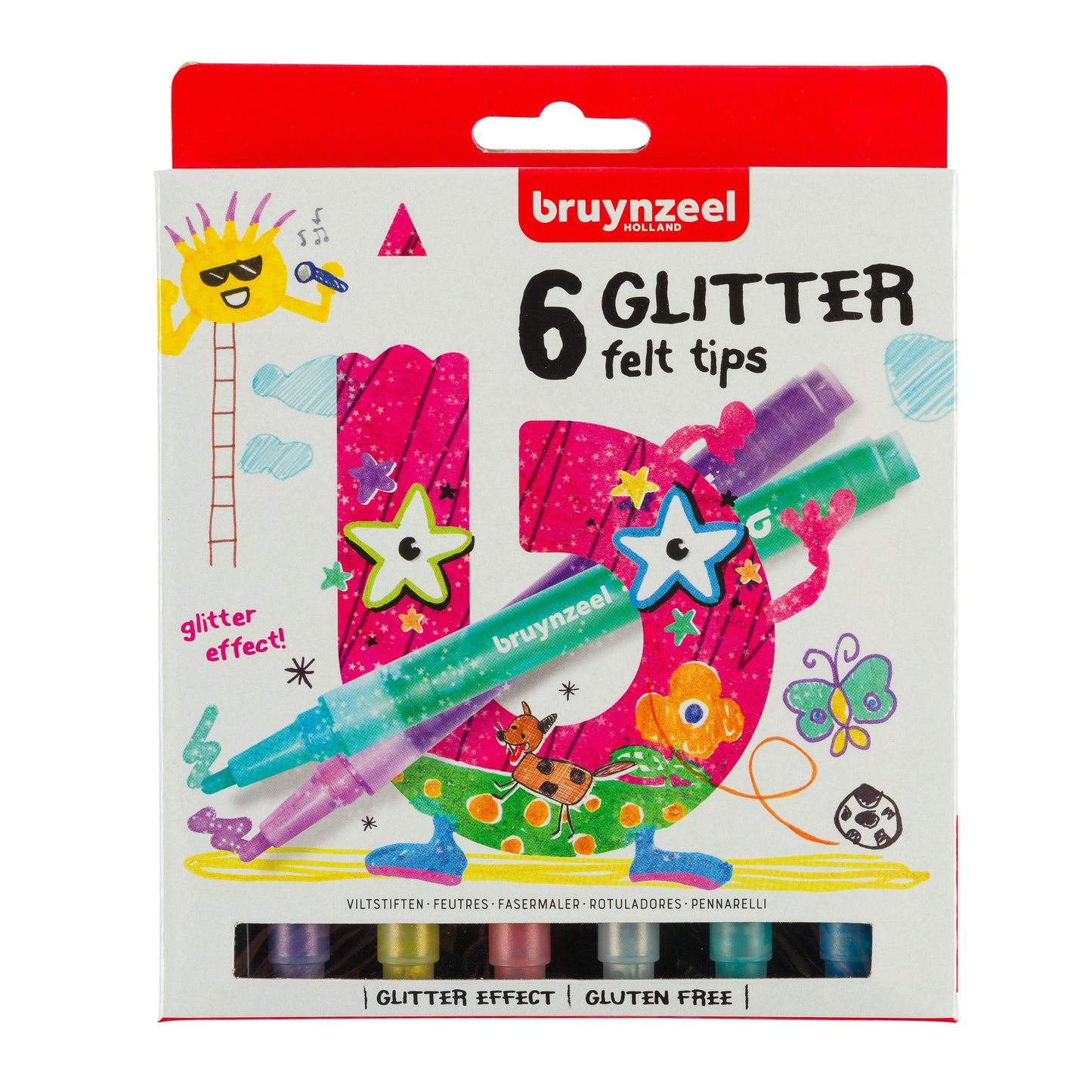 Bruynzeel - Feutre Kids Glitter set de 6 couleurs | 6 pièces