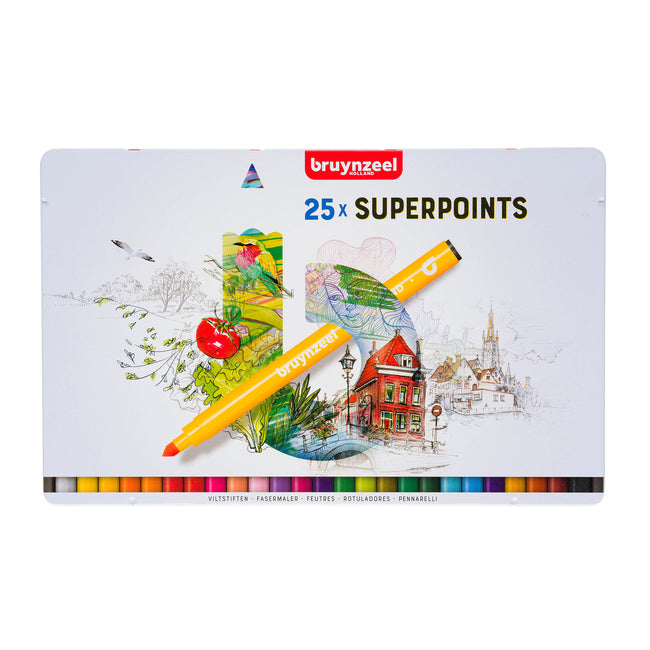 Bruynzeel - Feutre Super Points boîte de 25 couleurs