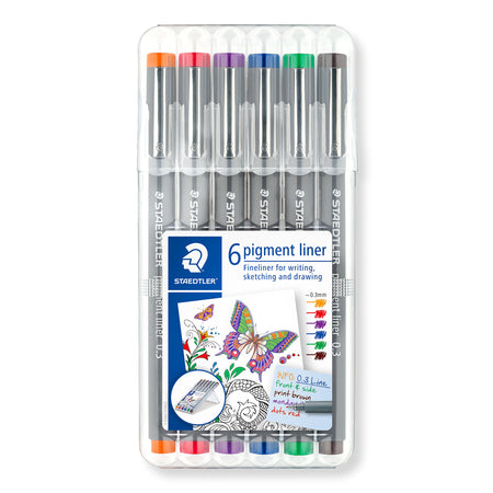 Staedtler - Fineliner Pigment 308 0.3mm lot de 6 assortis