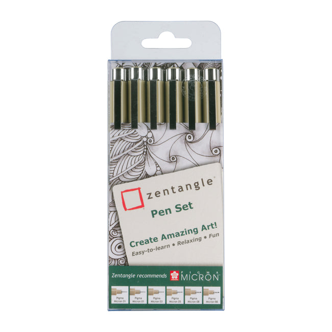 Sakura -  Tekenset Zentangle set à 6 pennen zwart | 5 stuks