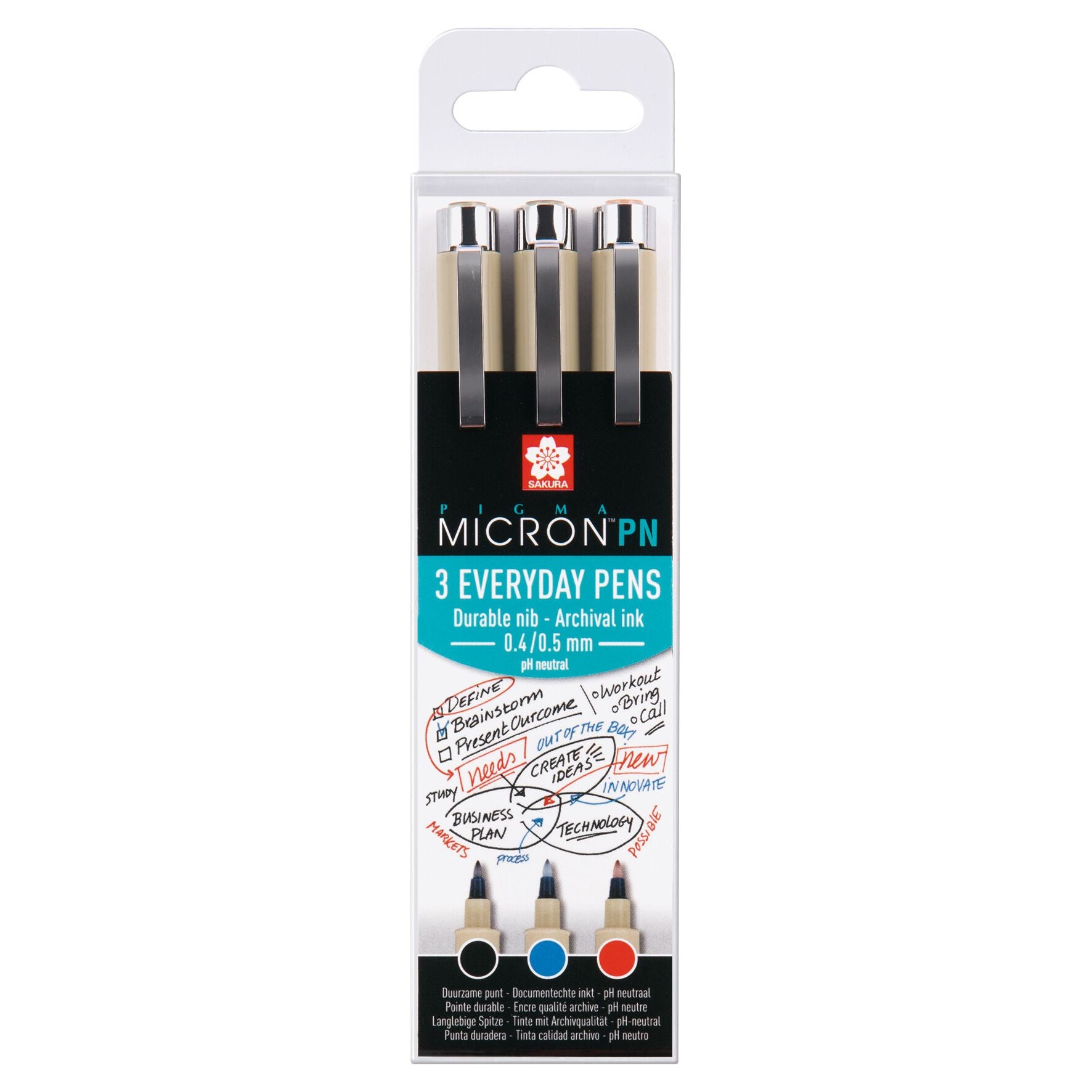 Sakura - Fineliner pigma micron 0.4mm blister de 3 pièces assorties