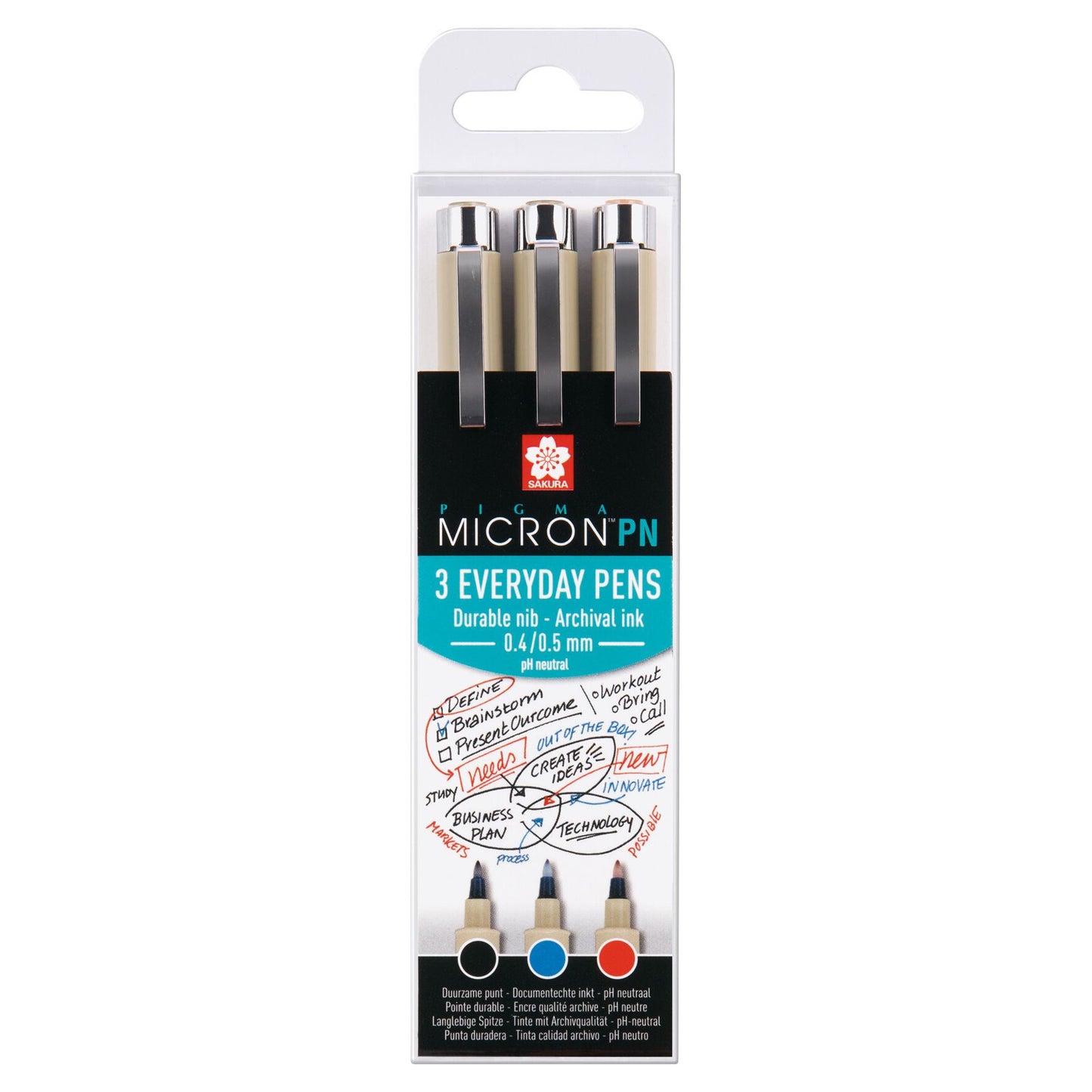 Sakura -  Fineliner pigma micron 0.4mm blister à 3 stuks assorti
