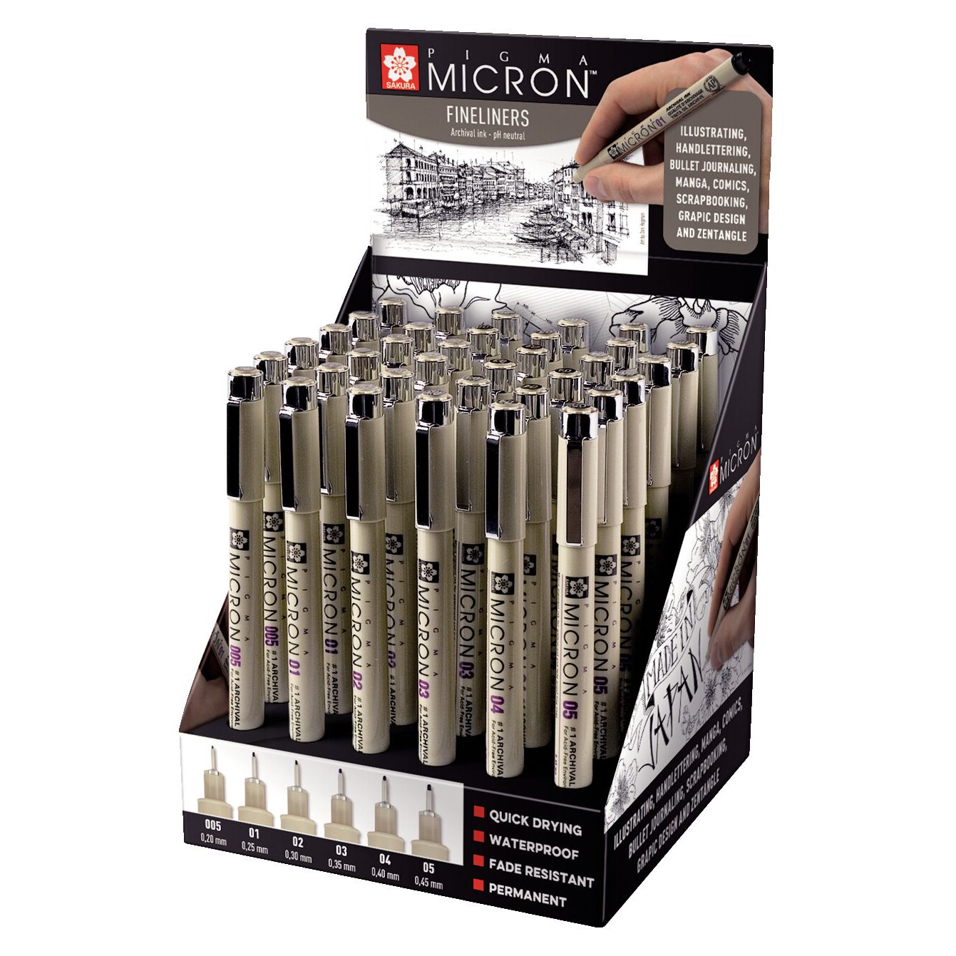 Sakura - Fineliner Pigma Micron assorti noir | 36 pièces