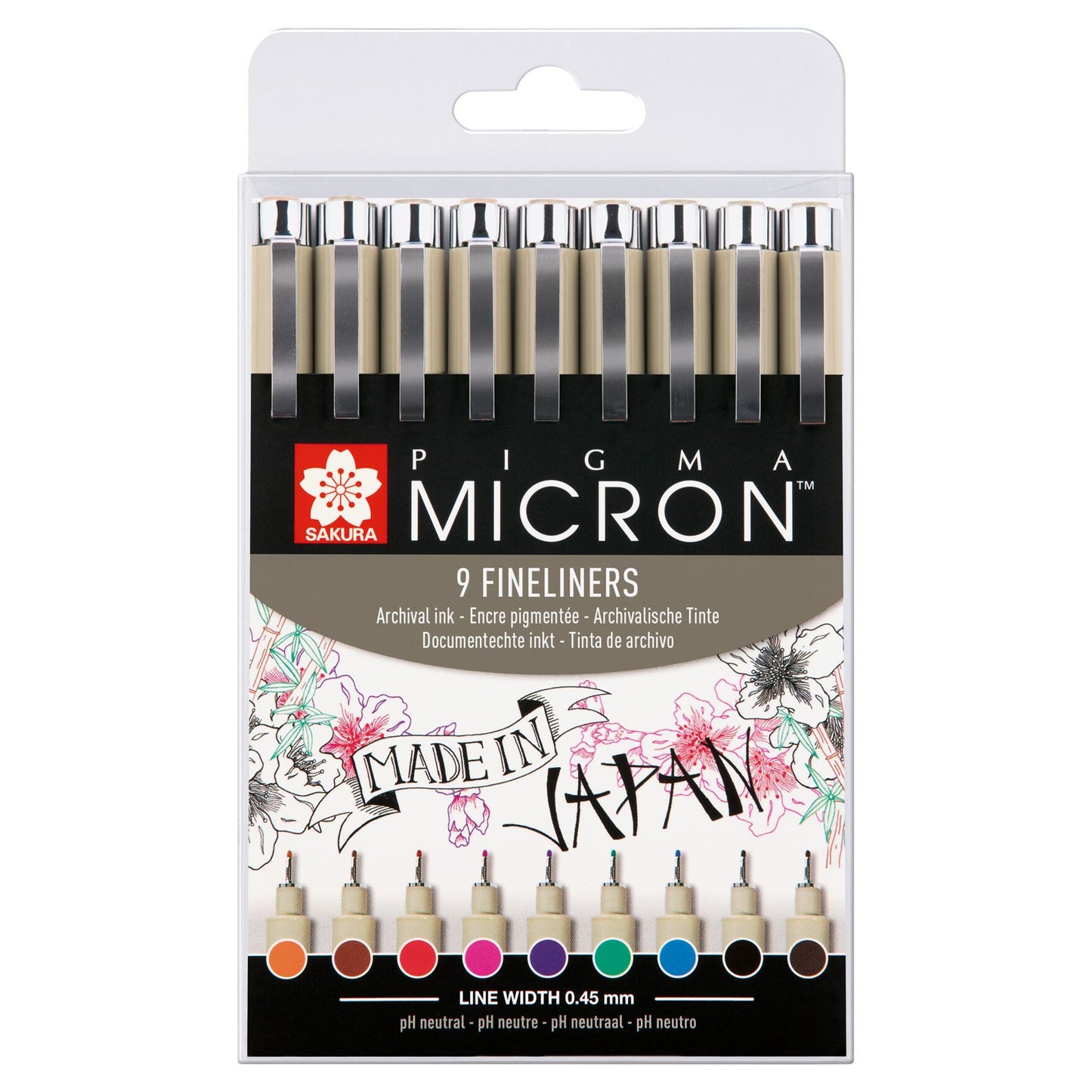 Sakura - Trousse assortie Fineliner Pigma Micron de 9 pièces