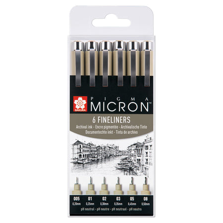 Sakura - Fineliner pigma micron set 6 pièces noir | 6 pièces