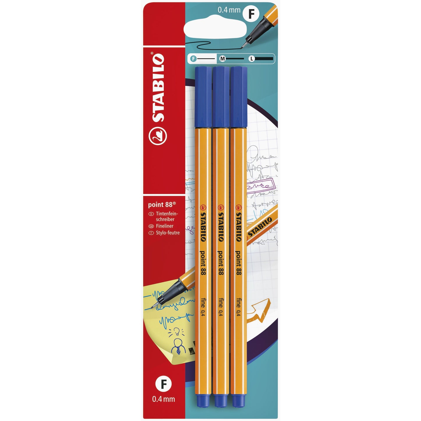 Stabilo -  Fineliner point 88/41 f blauw 3st | 10 stuks