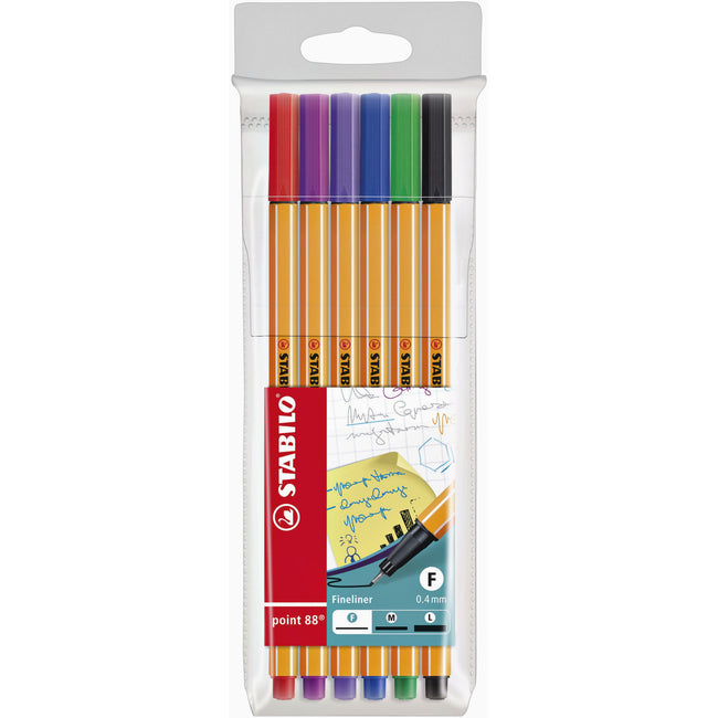 Stabilo -  point 88, fineliner 0.4 mm, etui 6 kleuren