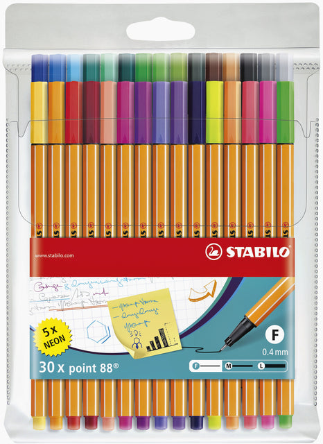 Stabilo - Fineliner point 88/30 f ass 30st | 5 stuks