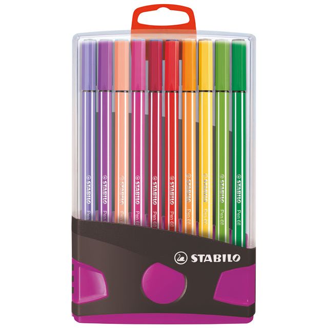 Stabilo - Viltstift pen 68/20 antrac/roze etui 20st | 10 stuks