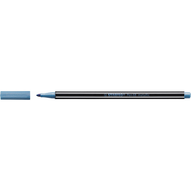 Stabilo -  Pen 68 metallic, premium viltstift, metallic blauw, per stuk | 10 stuks